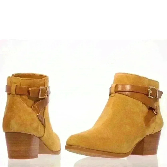 Alex Marie Laylynn Chestnut Suede Banded Strap Detail Boots Booties, $99 - Picture 3 of 7